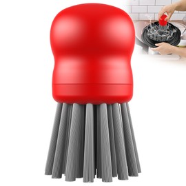 Mini Dish Brush for Cleaning Chicken Shredder, Palm Brush Dish Scrubber with Ergonomic Grip, Kitchen Brush for Washing Dishes, Pans, Pots, Sink (1, Red)