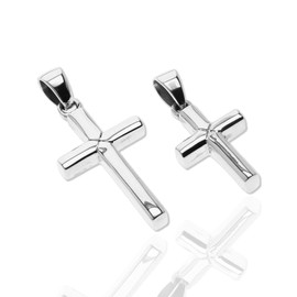 925 Sterling Silver Plain Thick Cross Pendant,Small(Mini) Cross & Medium Cross available,Free engraving service,Quality - KimnKim D1