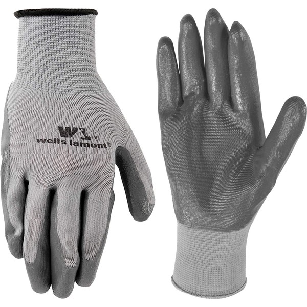 Men's Coated Grip Work Gloves, Nitrile Coating, Large (Wells Lamont 546)