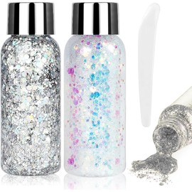 2 Brillos para Cuerpo, Gel con Purpurina para Cuerpo, Sombras Ojos Impermeables para Niñas, Armaduras de Labios, Pintura para Cabello Brillo Decorar Festival Arte Fiesta Maquillaje (Paquete 6)