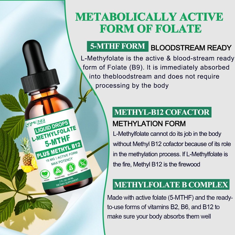Methylfolate Supplement Liquid Drops, L Methy Folate 15mg Plus Methy