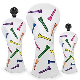 3pcs Golf Club Head Covers Set, Golf Head Covers for Driver, Fairway Woods, Hybrids - Synthetic Leather Golf #3 5 Fairway Woods Cover, Golf Club Case Protector