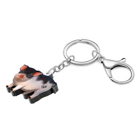 LONYOO Acrylic Pink Pig Keychain Wallet Car Key Chain Rings Jewelry Anime Pig Gifts for Pig Lovers Women Girls Party Favors (Multicolor)