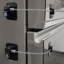 Moonybaby Freezer Lock 2 Packs, Fridge Lock with Steel Wire Protection, Easy to Use and Install, Fridge Locks for Kids, Fridge Locks with Key Surface-Friendly, Refrigerator Lock, Black