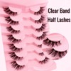7P-CZ-35 Clear Band Half Eyelashes, Cat Eye, 15 mm Short