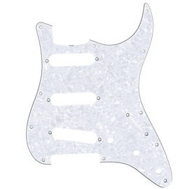 Musiclily Pro 11-Hole 60s 64 Vintage Style Strat SSS Pickguard for American Stratocaster Guitar, 4Ply White Pearl