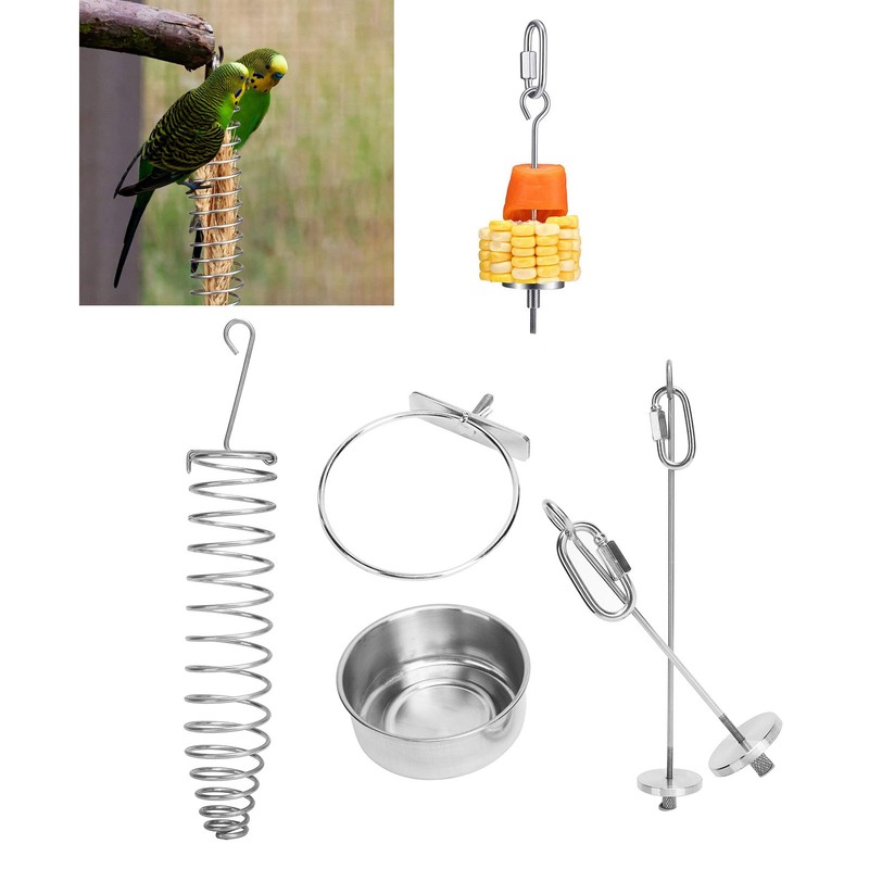 4 Pieces Parrot Food Cup Stainless Steel Bird Food Fruit
