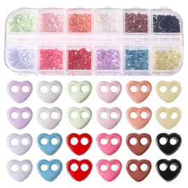 beinkmake 360Pcs Tiny Resin Heart Shaped Buttons 4mm Mixed Color Mini Buttons Colorful Craft Button for DIY Handmade Dolls Clothing Sewing Accessories Decoration