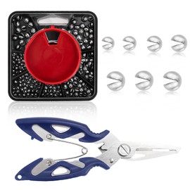 179PCS Split Shot Fishing Weights Set –Complete Fishing Tackle Kit–7-Way Dispenser with Stainless Steel Fishing Pliers – Soft Metal Fishing Weights for Carp & Coarse Angling All Conditions