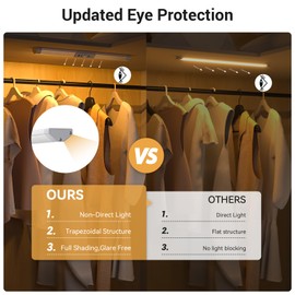 WOBANE Closet Lights Motion Sensored with Eye-Protection,Rechargeable LED Wardrobe Lighting with 3 Color,12 inch Dimmable Wireless Battery Operated Light Indoor for Stair,Pantry,Hallway,900mAh,2PCS