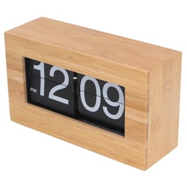 TOPINCN Vintage Auto Flip Clock Retro Large Number Desk Table Clock, Modern Minimalist Wooden Digital Flipping Clock with Relaxing Stress Relief Function (Black Background)