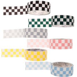 TEHAUX 6 Rolls Decor Stickers Scrapbook washi Tape Printing Tape DIY Paper Tape Checkered Bulletin Board Border self-Adhesive DIY Tapes Stationery Tape Japanese Paper Crafts