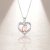 INFUSEU Initial Q Pendant, Rose Gold Letter Double Heart Necklace