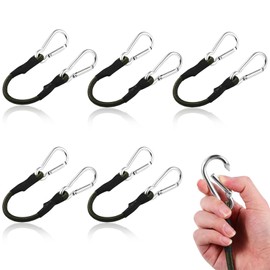 5 Pack Bungee Cords with Carabiner Clips, Short Bungee Cords with Hooks, 30CM Heavy Duty Elastic Rope Suitable for Secure Cargo, Motorcycle, Bicycle, Tent, and Travel Needs