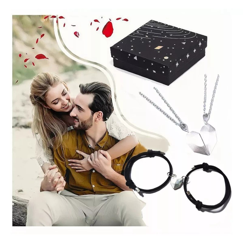 CONEJO MODA Corazón Magnético Amor Ajustable Pulseras Pareja Imán Collar