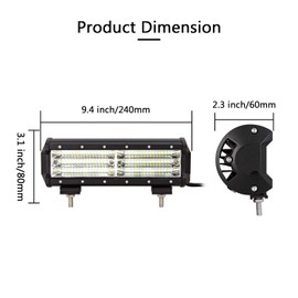 PICAA LED Light Strip 9D Four Rows LED Work Light Bar 9 Inch 24 cm 270 W LED Light Bar 12 V Spot Flood Light Combination LED Work Light Bar for SUV Offroad ATV UTV 4x4 Car