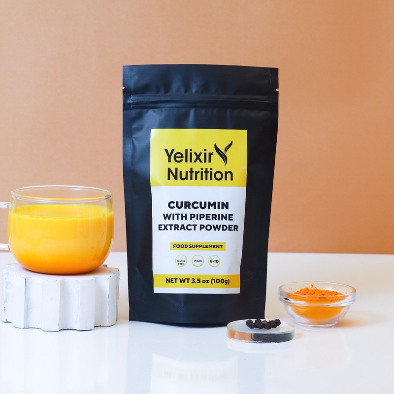 Yelixir Nutrition 95% Curcumin Extract with Piperine Extract Powder 100