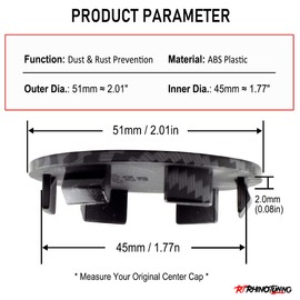 4pcs 51mm(2in)/45mm(1.77in) Wheel Hub Center Caps Carbon Fiber Style Base for Accord Civic Camry Prius 350Z 370Z Series X1 X2 X3 X4