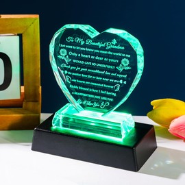 YWHL Gifts for Grandma from Granddaughter Grandson Great Grandma Birthday Gifts Crystal Keepsake with Colorful Light Base Best Gifts Ideas for Grandmother on Christmas Mother's Day Valentines