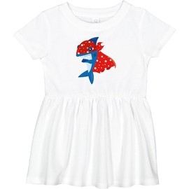 inktastic Superhero Shark, Cute Shark, Blue Shark, Cape Infant Dress 24 Months White 4467e