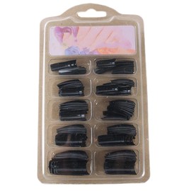 100 Pcs Black DIY Acrylic Gel French Nail Art Colored French Tips False Nail Tips False Nails and Accessories Nail Tips