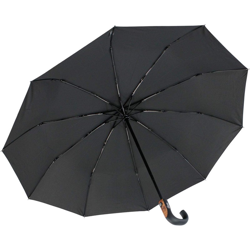 iX-brella Men's Pocket Umbrella Open-Close Automatic Round Hook Handle, Wood