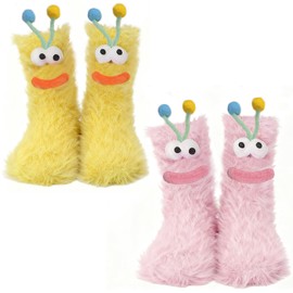 agogue 2 Pairs of Fluffy Socks, Cuddly Socks, Women's Sleeping Socks, Women's Socks, Funny for Home, Winter, Sleeping, Travel (Size 36-44