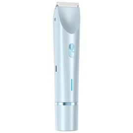 Bikini Trimmer for Women, Electric Shaver and Razor Rechargeable 2-in-1 Body and Facial Epilator, Dual Heads for Painless Trimming of Pubic Hair, Face, Underarms and Legs, Summer Gift:_Blue