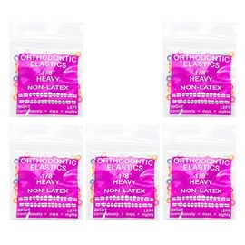 JMU Orthodontic Elastics Neon 6.5 oz 1/8 Inch Heavy 500 pack Intraoral Elastic Bands Latex Free Dental Rubber Bands Made in USA
