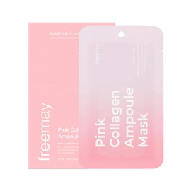 freemay Vegan Pink Collagen Ampoule Mask for Face, Anti-Wrinkle Lifting Mask, All Skin Types for lifting, moisturizing, and firming, Eve Certified, 10 Sheets