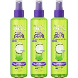 Garnier Fructis Style Curl Shape Defining Spray Gel for No Frizz, 8.5 Fl Oz, 3 Count (Packaging May Vary)
