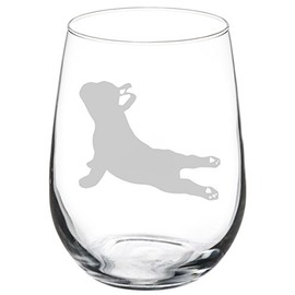 MIP Wine Glass Goblet French Bulldog Frenchie Yoga (17 oz Stemless)