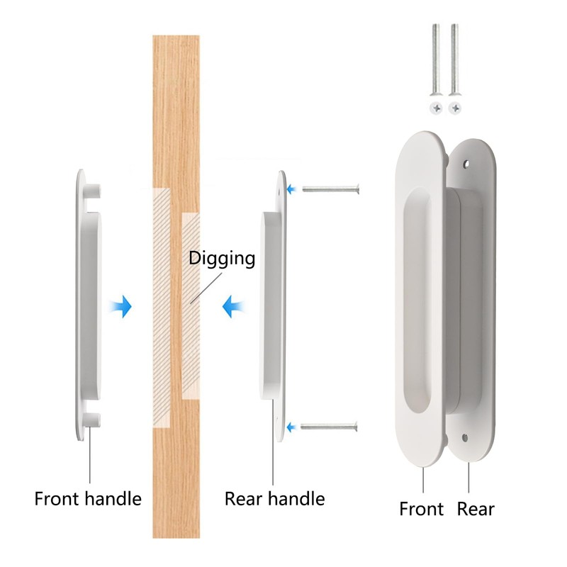 MOROBOR Double Sided Handle, 2pcs Oval Embedded Sliding Barn Door