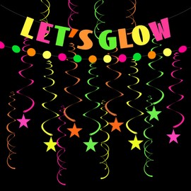 Neon Party Decorations Meon Wedding Birthday Colorful Lights Party Supplies Decorations UV Responsive Veon Party Neon Streamer Garland Perfect For Blacklight Dark Glow Party Decorations