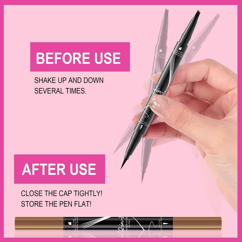 Microblading Eyebrow Pencil, Eyebrow Pencil, 2-in-1 Waterproof, Smudge-Proof, 3D Eyebrow