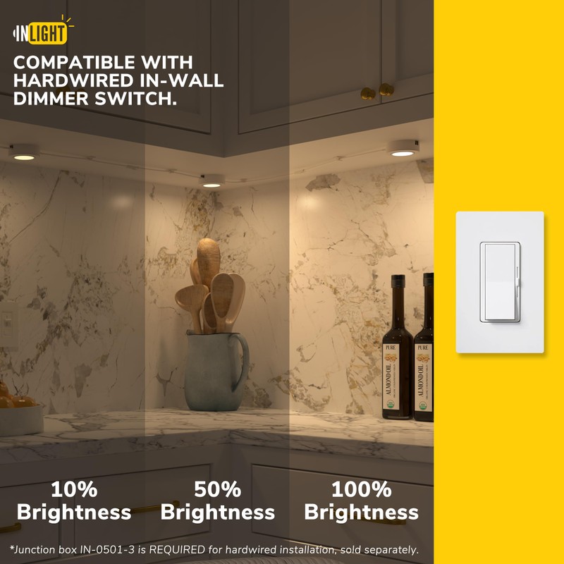GETINLIGHT 2.75" Wide 4000K Swivel and Dimmable Wired LED Puck