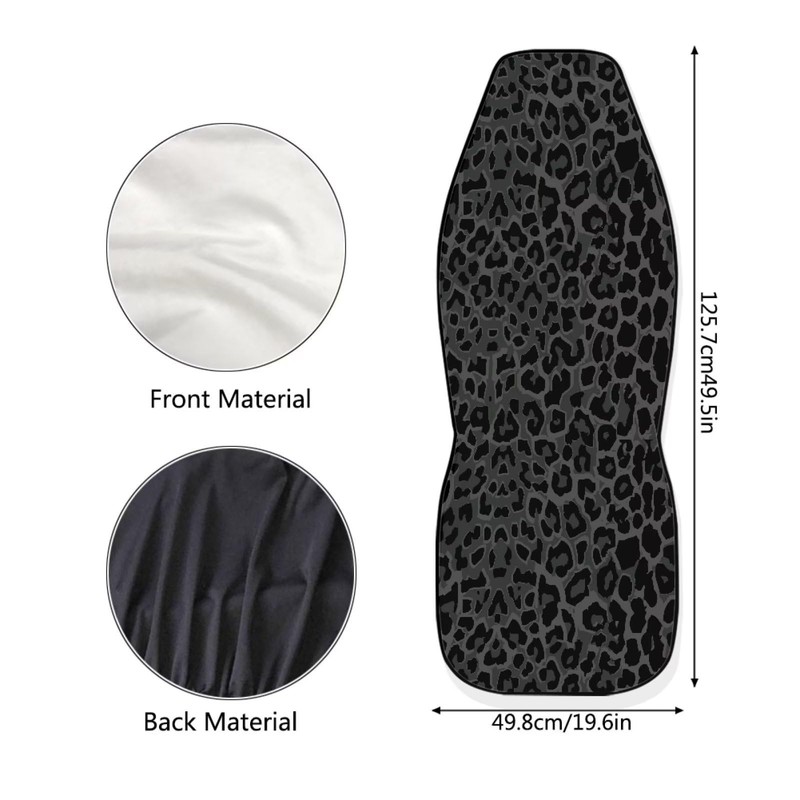 Talayituse Black Leopard Print Car Seat Covers 2pcs/Set High Back