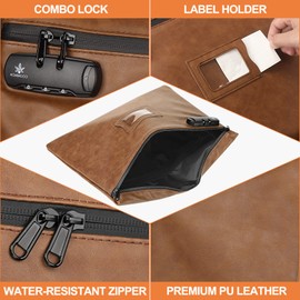 KOSMCCO Notary Bag with Lock, 13.6 x 10 Inches Heavy Duty Notary Supply Bag for All Journal, Stamp, Embosser, Ink Pad and Valuables Storage Pouch (Brown, L)