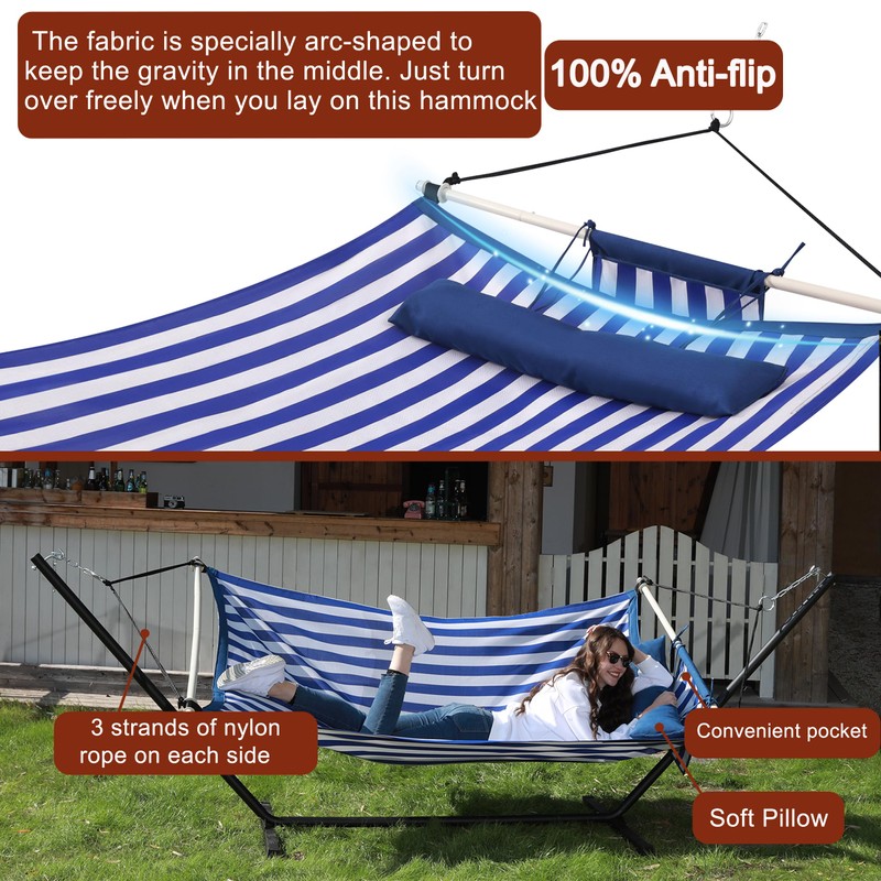 TegerDeger Anti-flip 12FT Hammock Large Hammock 450LB Capacity with Iron