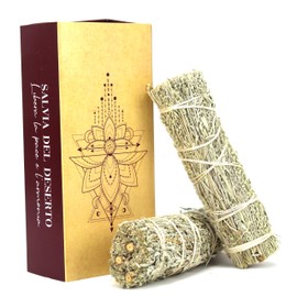 Smudge Sage del Deserto - 100% Natural Incense Sticks for Burning - Ideal for Cleansing, Rituals and Ceremonies - Pack of 2 12 x 3 cm