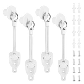 Enmpnornb Premium Black Coolaroo Replacement Parts: Bungee Cords with Balls, Hooks for Cordless Curtains & Bamboo Shades for Indoor Windows (White, 2 Set Bungee kit+end Cap)