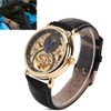 FORSINING Waterproof Automatic Mechanical Watch Men PU Strap WristwatchBlack Gold
