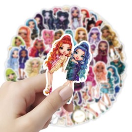 LYLSDSB Rainbow Dolls Stickers Pack of 50 Cute Cartoon Colour Dolls Stickers for Skateboard Laptop Motorcycle Car Scrapbook Bicycle Kawaii Rainbow High Dolls Stickers for Children Teenagers Girls