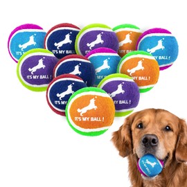 EXPAWLORER Squeaky Tennis Balls for Dogs-12 Pack High Elastic Durable Dog Tennis Balls for Aggressive Chewers, Interactive Dog Chew Toys for Training, Fetching, Chewing, Playing