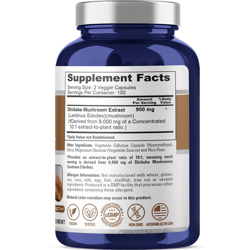 NusaPure Shiitake Mushroom 10:1 Extract, 900 mg Equivalent to 9000mg