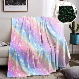 Cuddly Blanket Children, Unicorn Blanket, Cuddly Blanket Glows in the Dark, Unicorn Gifts for Girls, Super Soft and Warm Blanket, Bed Sofa, Fluffy Unicorn Blanket, Pink (Unicorn-01, 150 x 200 cm)
