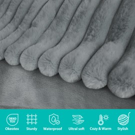 ZAKAPAWS Waterproof Dog Blanket for Small Dogs, Luxury Plush Washable Cats Blankets for Couch Protection, Super Soft Calming Pet Blanket for Indoors (Grey, 25"x35")