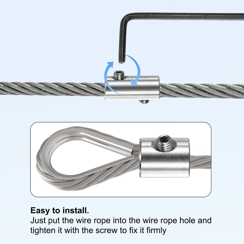 M METERXITY 4-Pack Wire Rope Cable Clamp, 3.3mm Hole 304