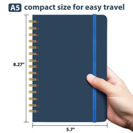 A5 Spiral Notebook, 8.27"x5.7" Hardcover Notebook 160 Lined Pages Spiral Journal for Writing Note Taking Journaling School Work Gift (Dark Blue)