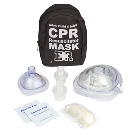 Ever Ready First Aid Adult and Infant CPR Mask Combo Kit with 2 Valves with Pair of Vinyl Gloves & 2 Alcohol Prep Pads - Tactical Black